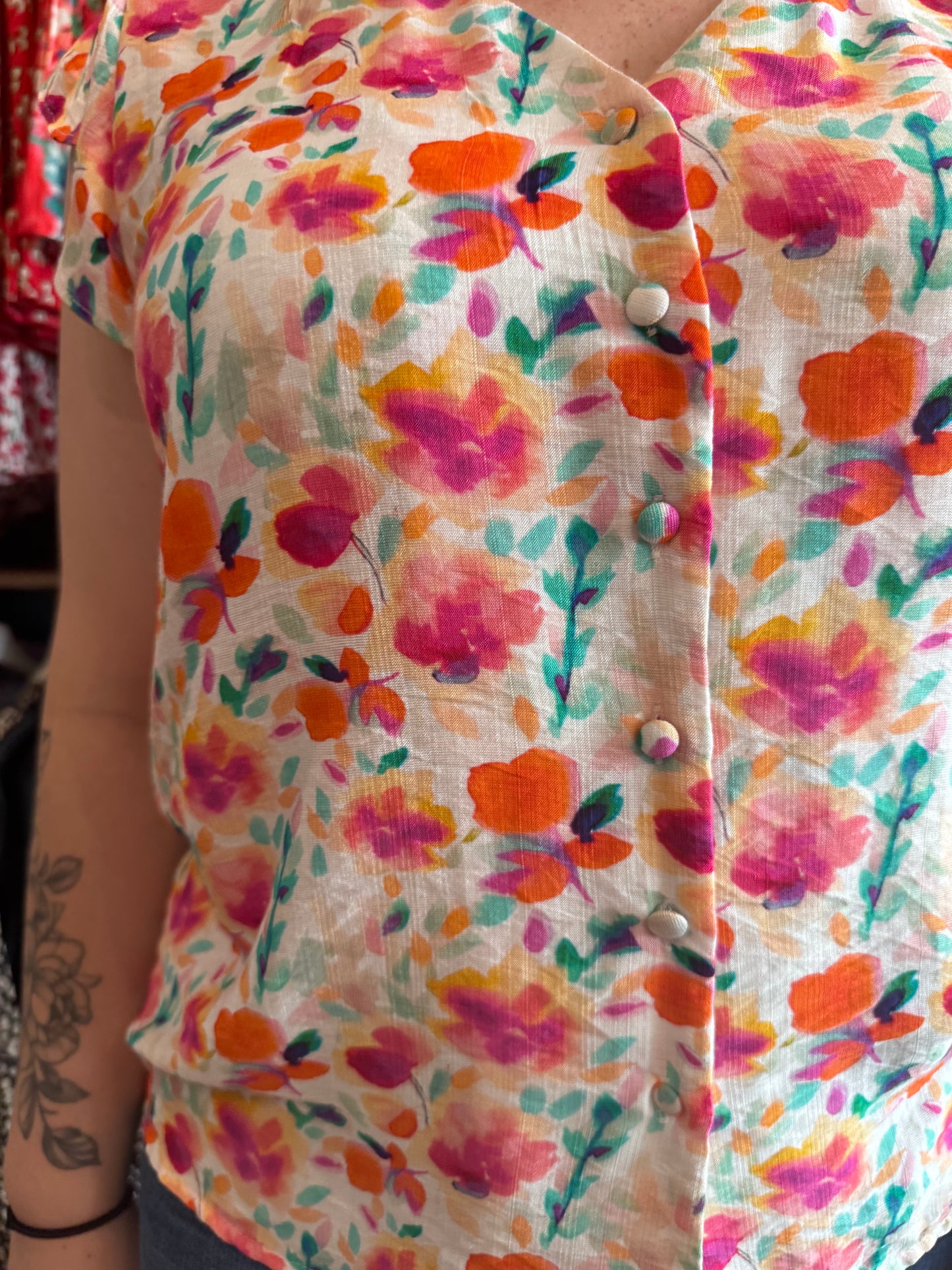 🌸 Top fleuri boutonné 🌸