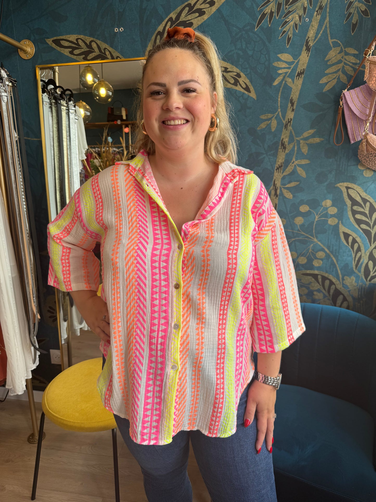 🌈 Chemise en gaze de coton multicolore 💫