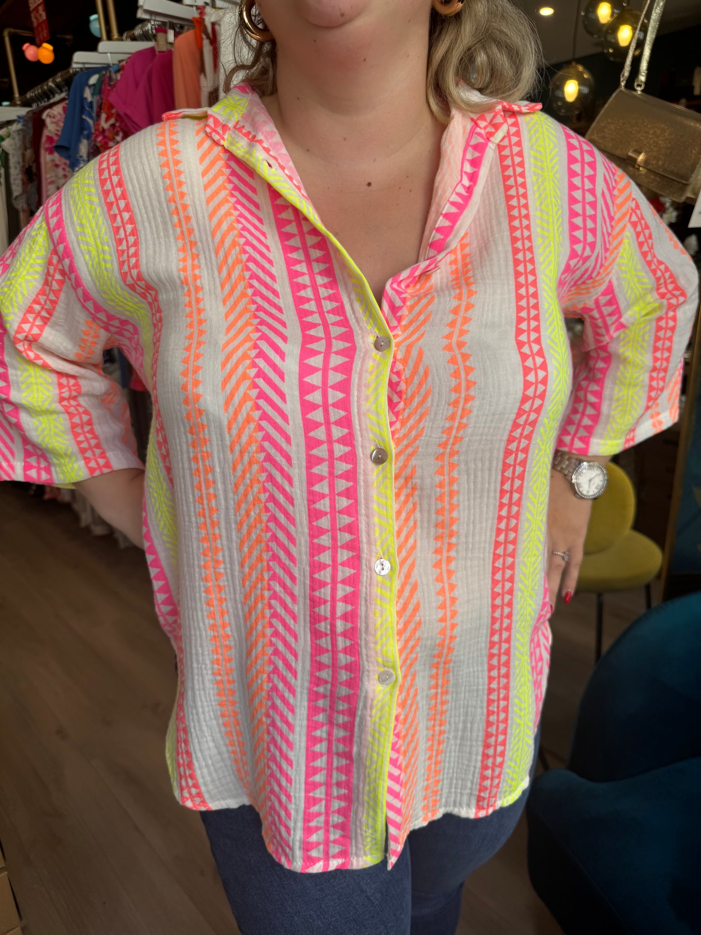 🌈 Chemise en gaze de coton multicolore 💫