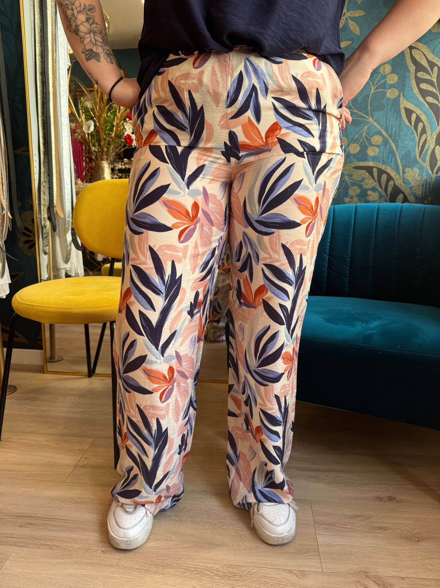 🍃 Pantalon fluide imprimé feuillage 🌺