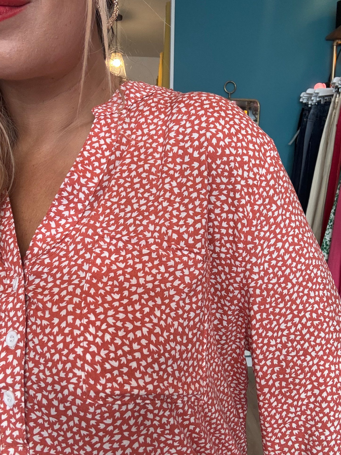 Blouse fluide imprimé rose saumon 🤍🌸