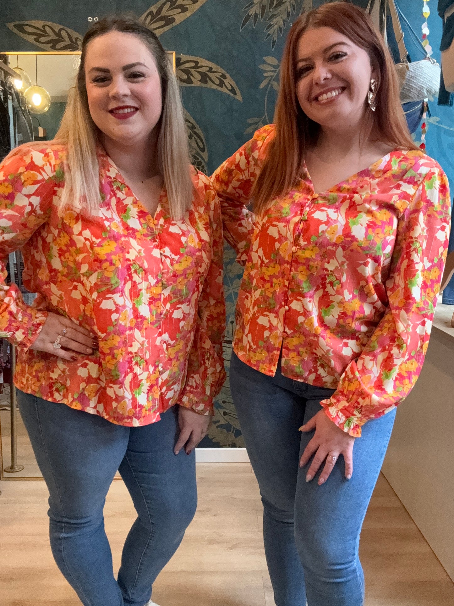 Blouse fluide imprimé fleuri orange et rose 🌺🔥