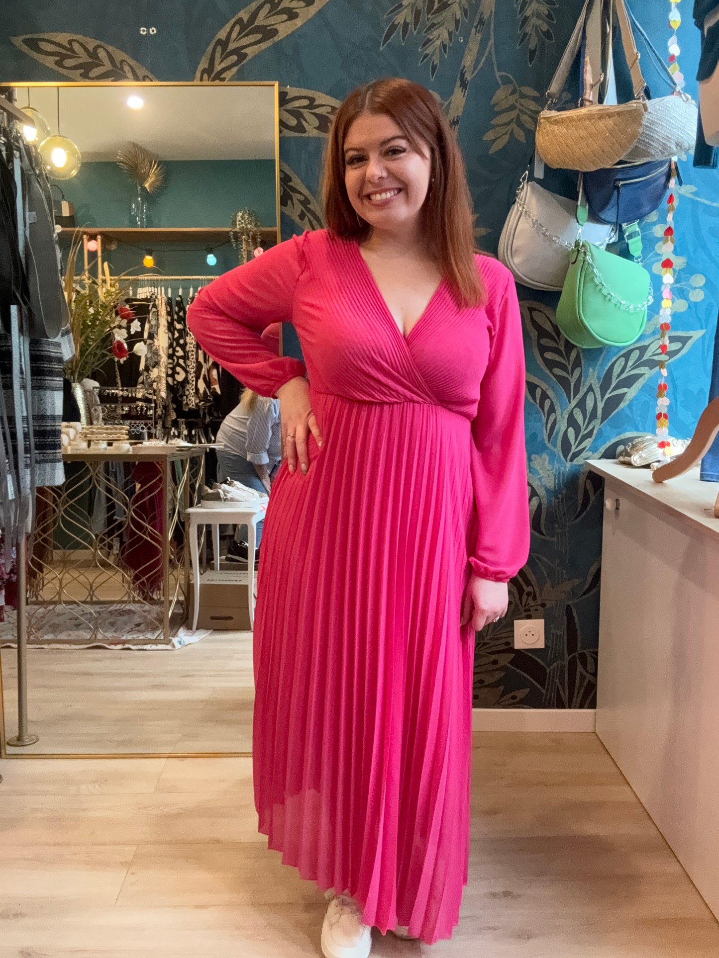 Robe plissée fuchsia 💖✨