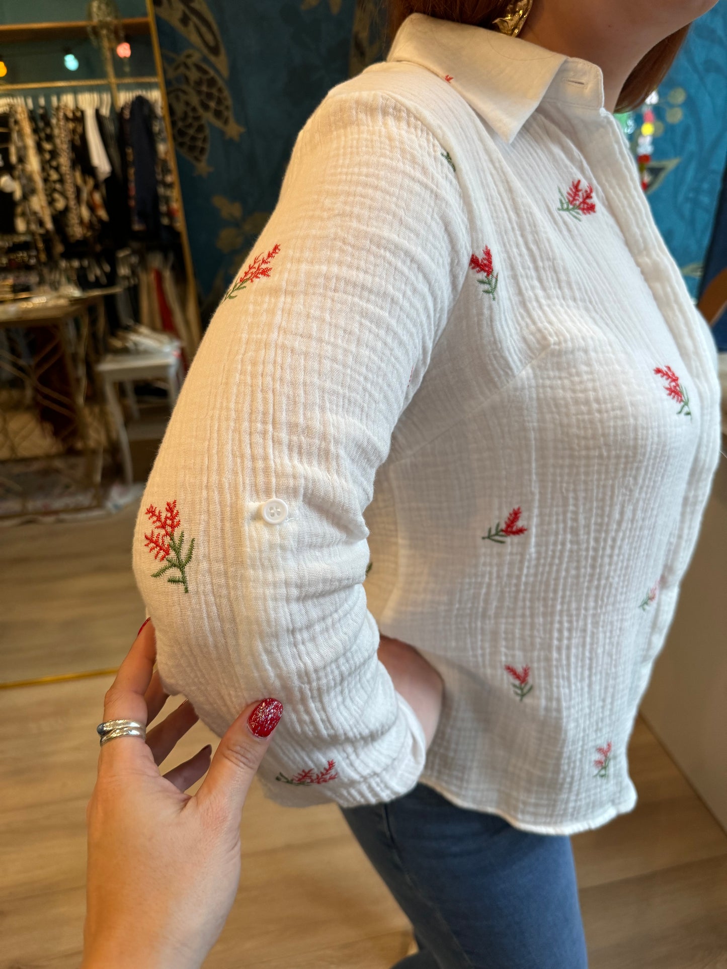 Chemise en gaze de coton brodée 🌿✨