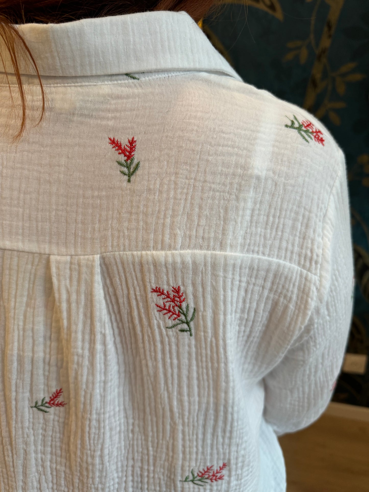 Chemise en gaze de coton brodée 🌿✨