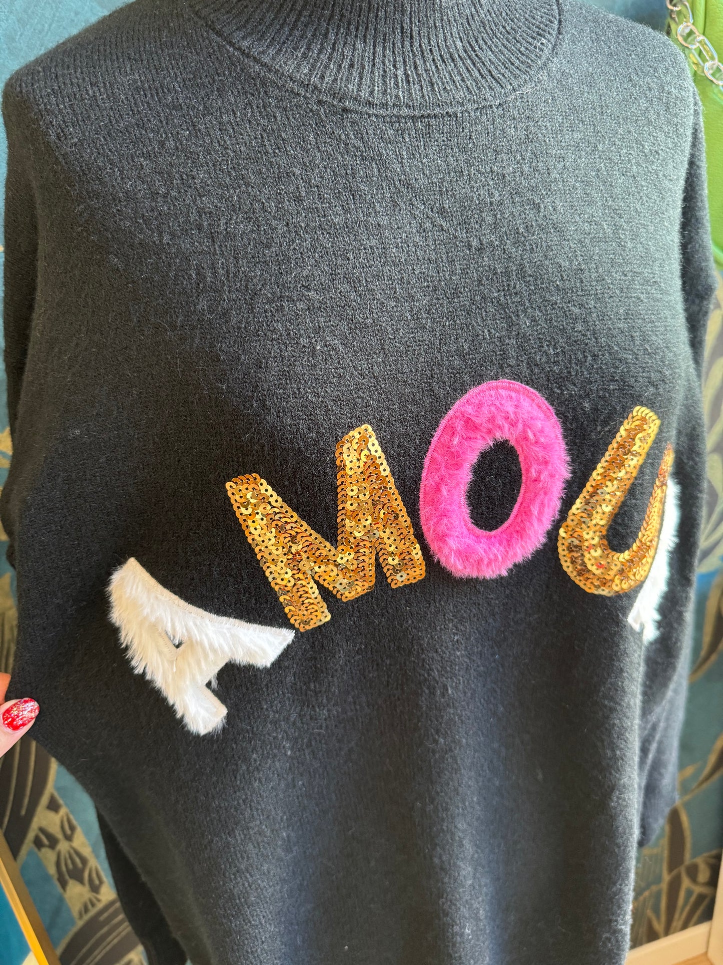 Robe pull courte "Amour" 🖤✨