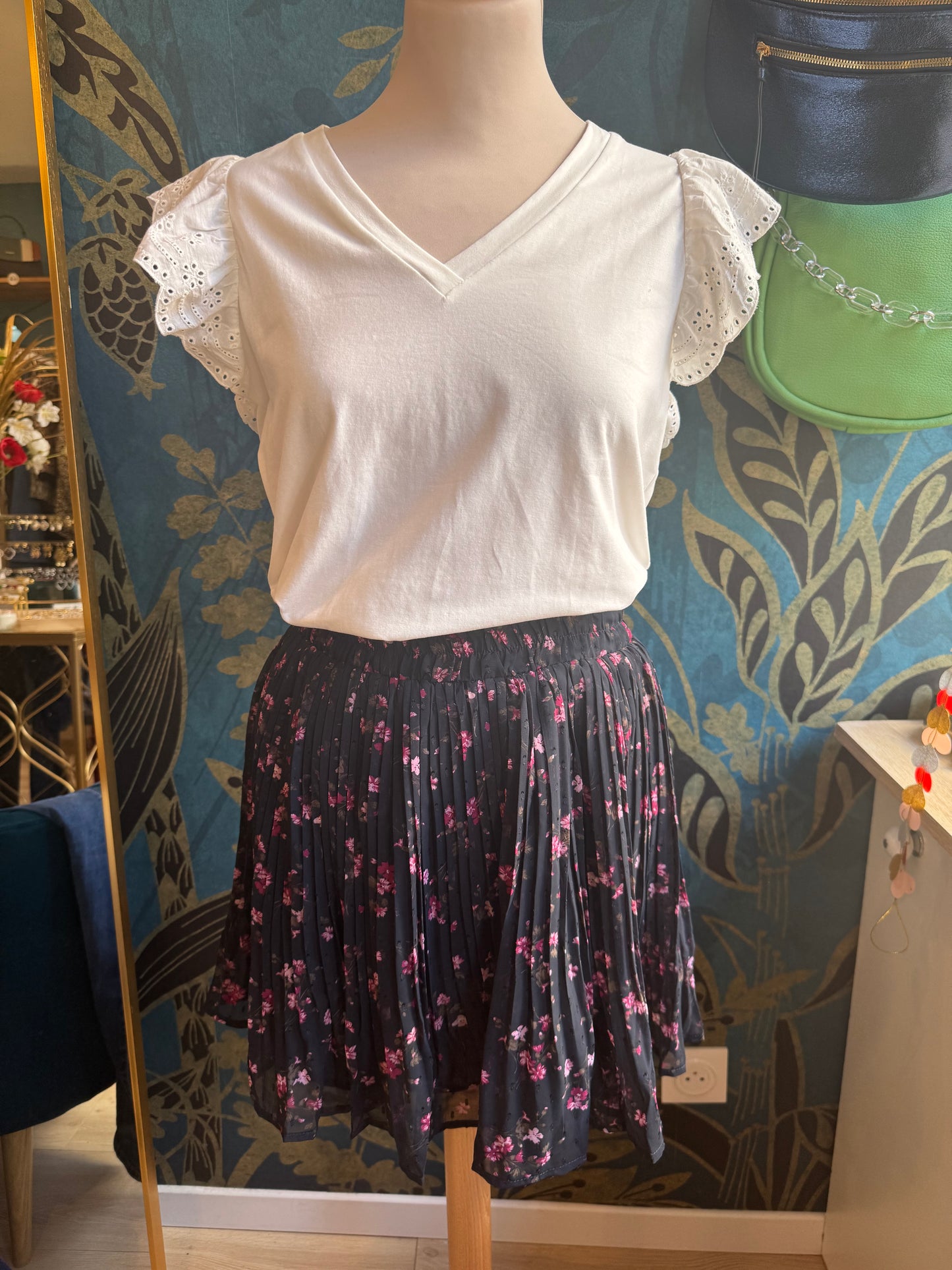 👗 Jupe plissée courte à imprimé fleuri 🌸✨