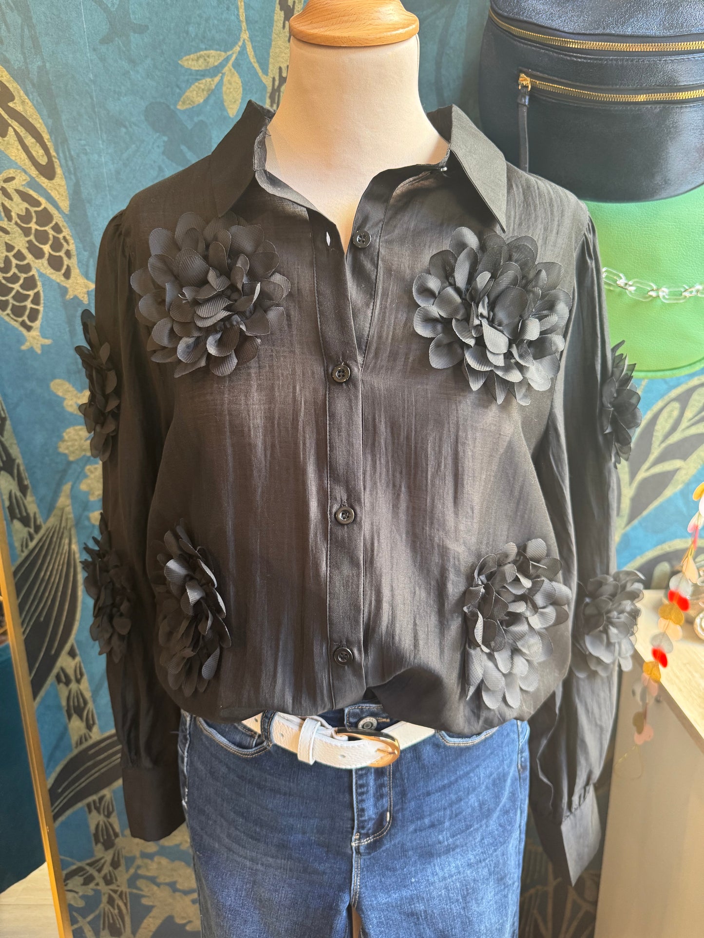 Chemise fluide à fleurs 3D 🌺✨