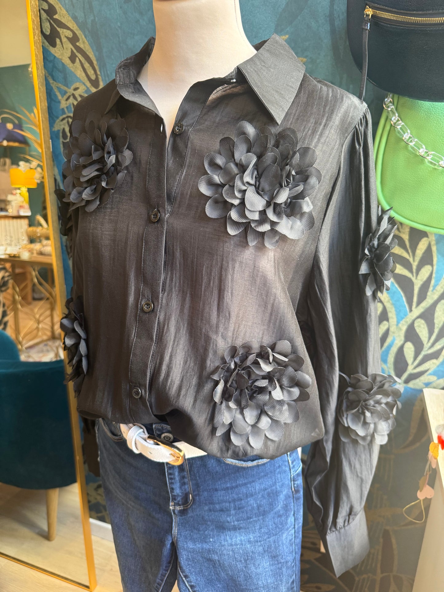 Chemise fluide à fleurs 3D 🌺✨