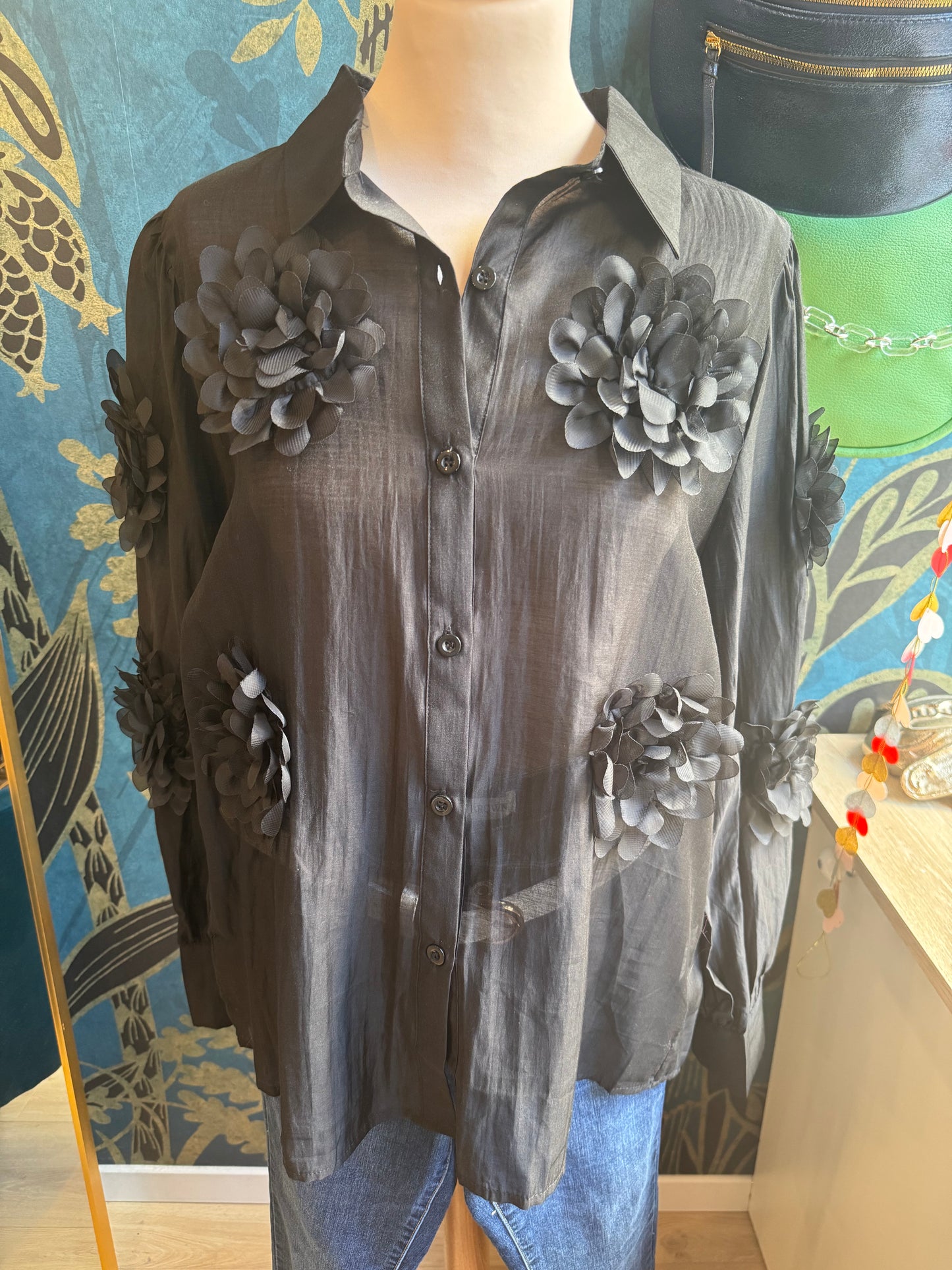 Chemise fluide à fleurs 3D 🌺✨
