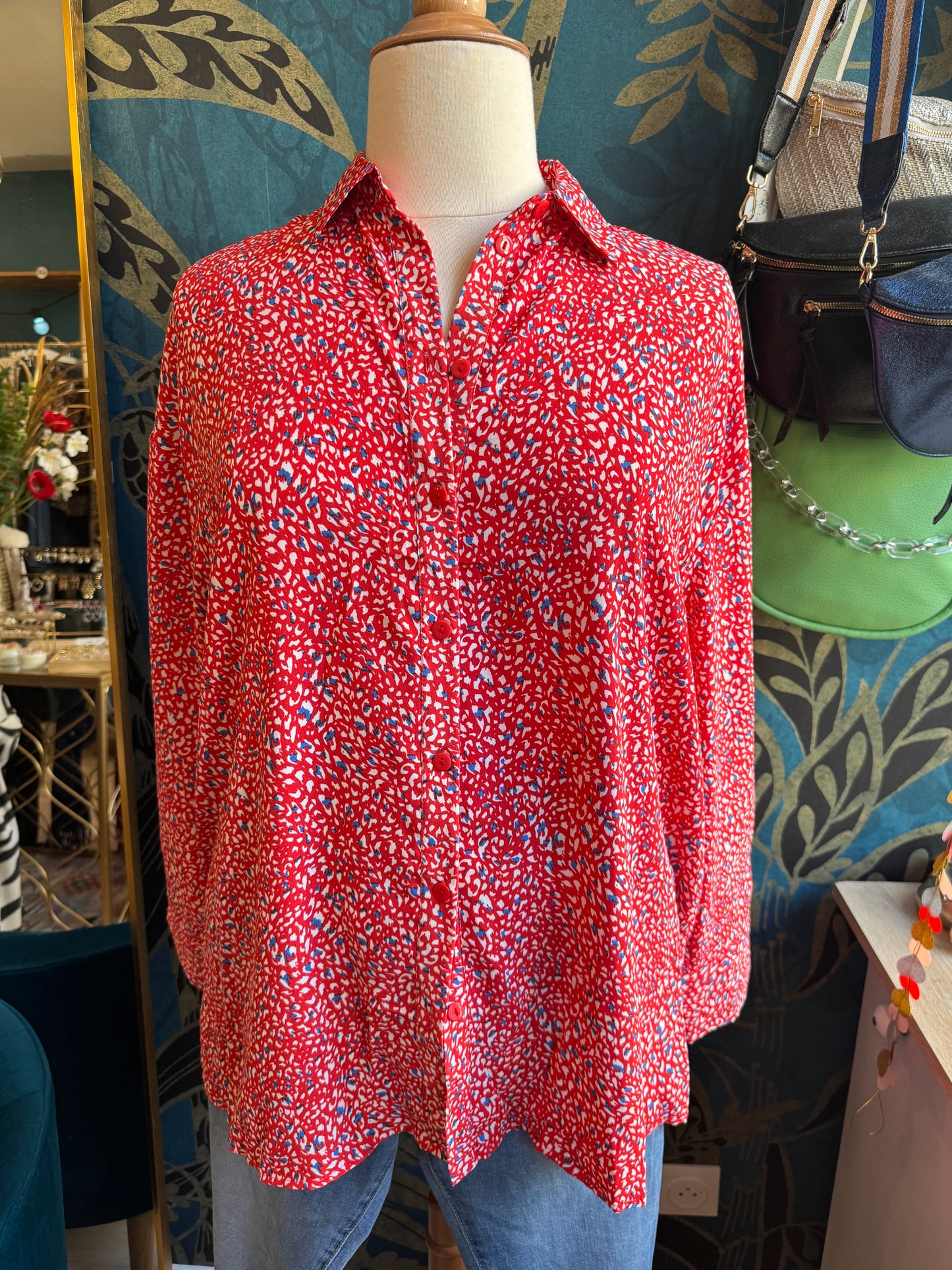 Chemise fluide imprimé rouge ❤️