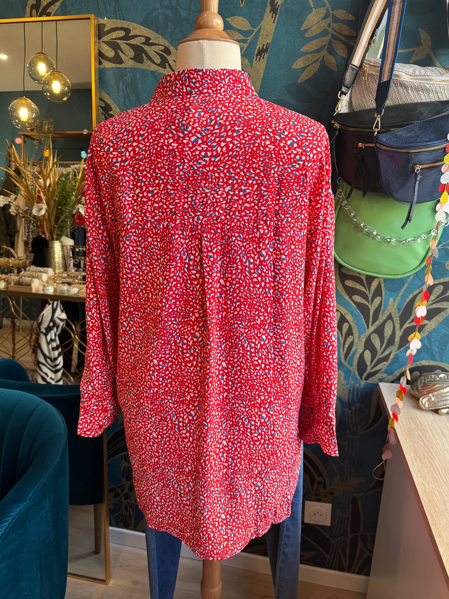 Chemise fluide imprimé rouge ❤️