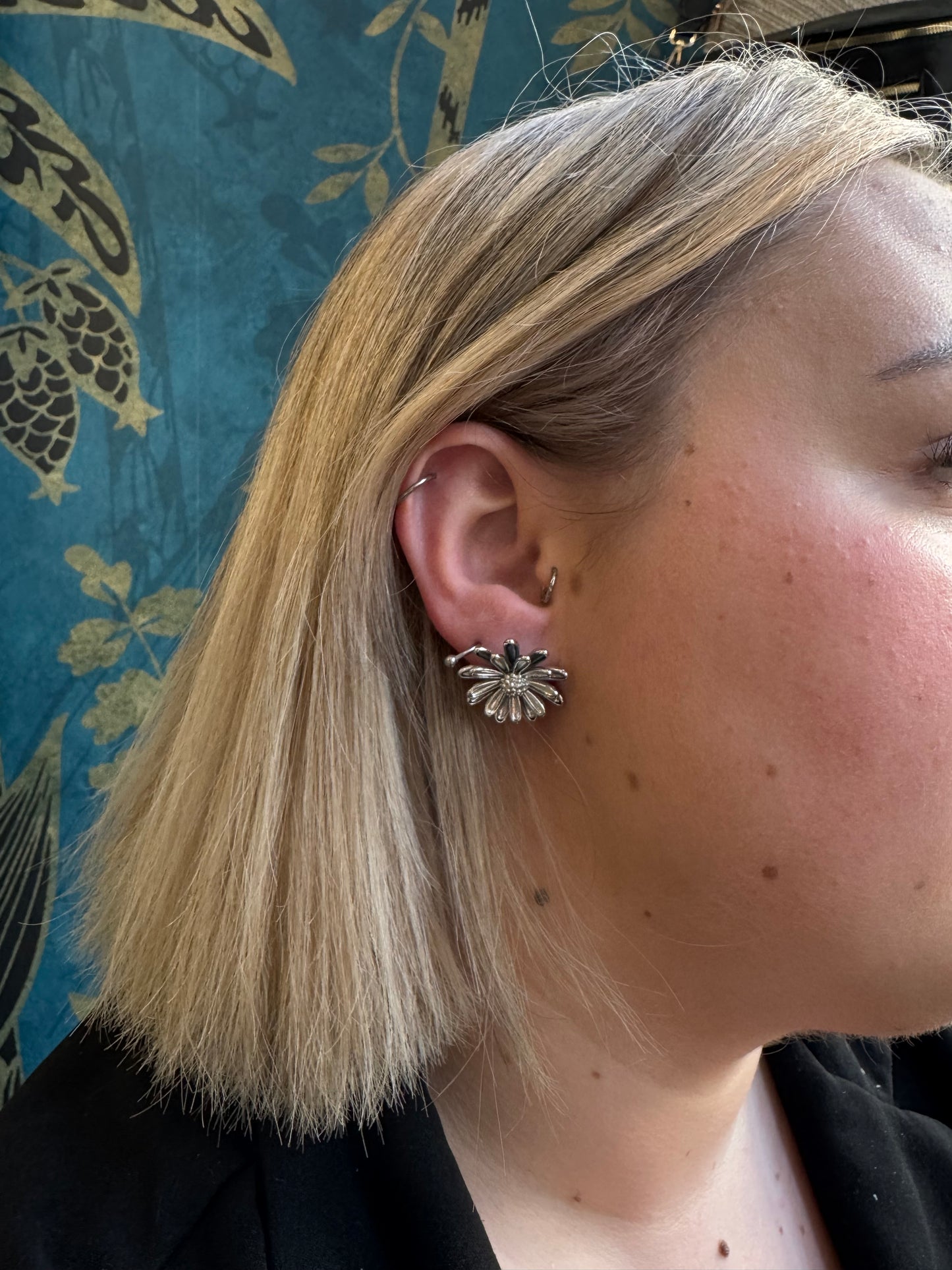Boucles d'oreilles fleurs argentées