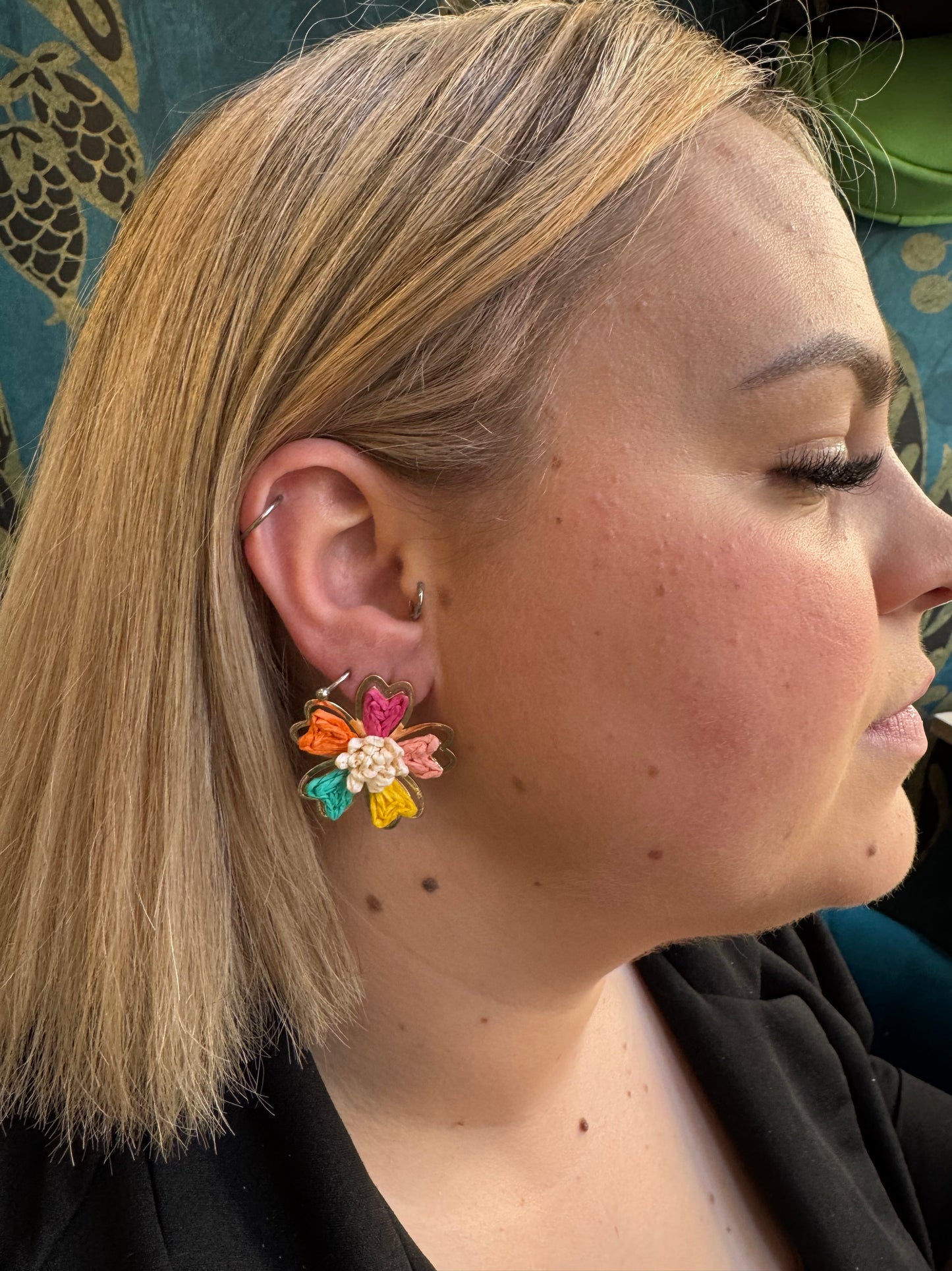 Boucles d'oreilles fleurs multicolores