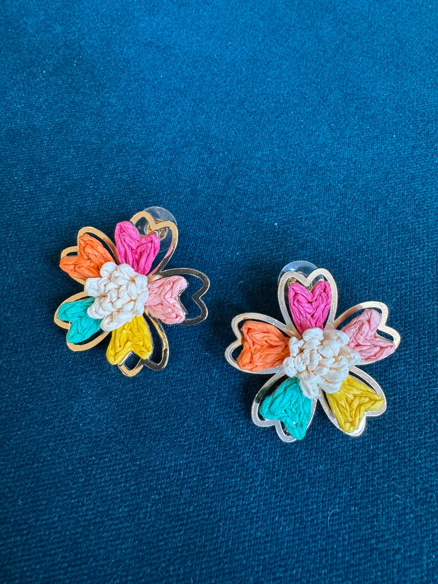 Boucles d'oreilles fleurs multicolores