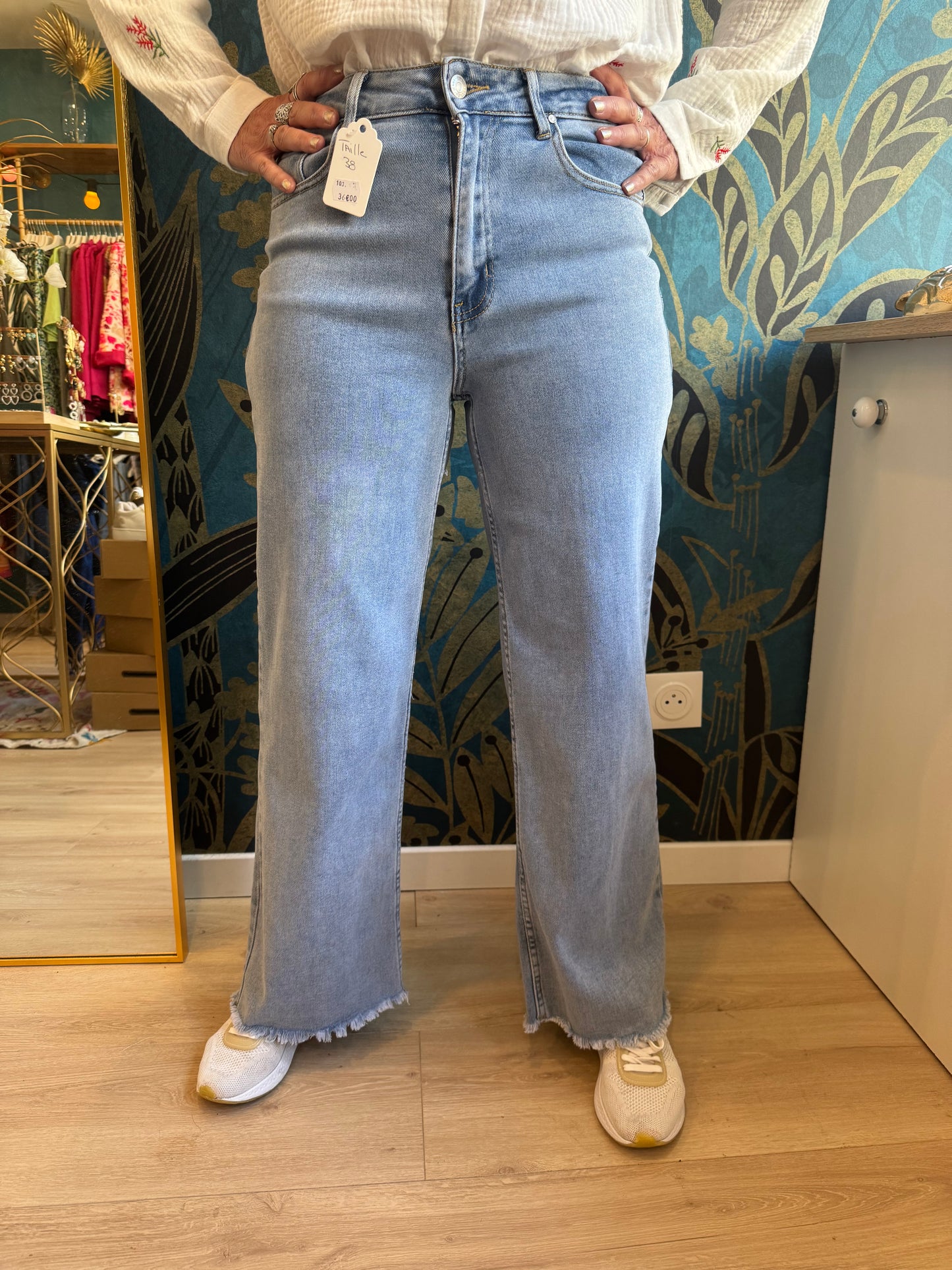 👖 Jean Large Effet Usé - Bleu Clair 👖