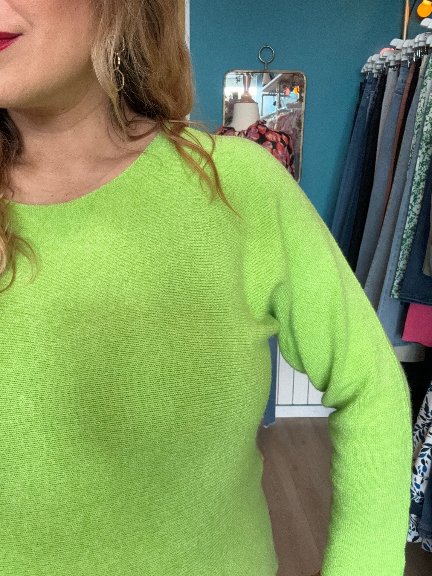Pull coup de cœur vert flashy