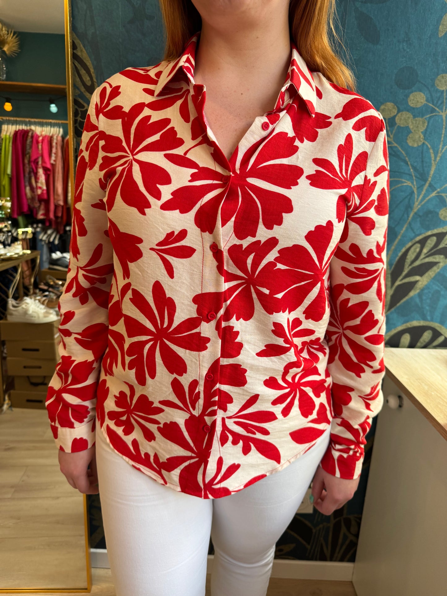 ❤️ Chemise feuillage rouge – Coup de peps assuré