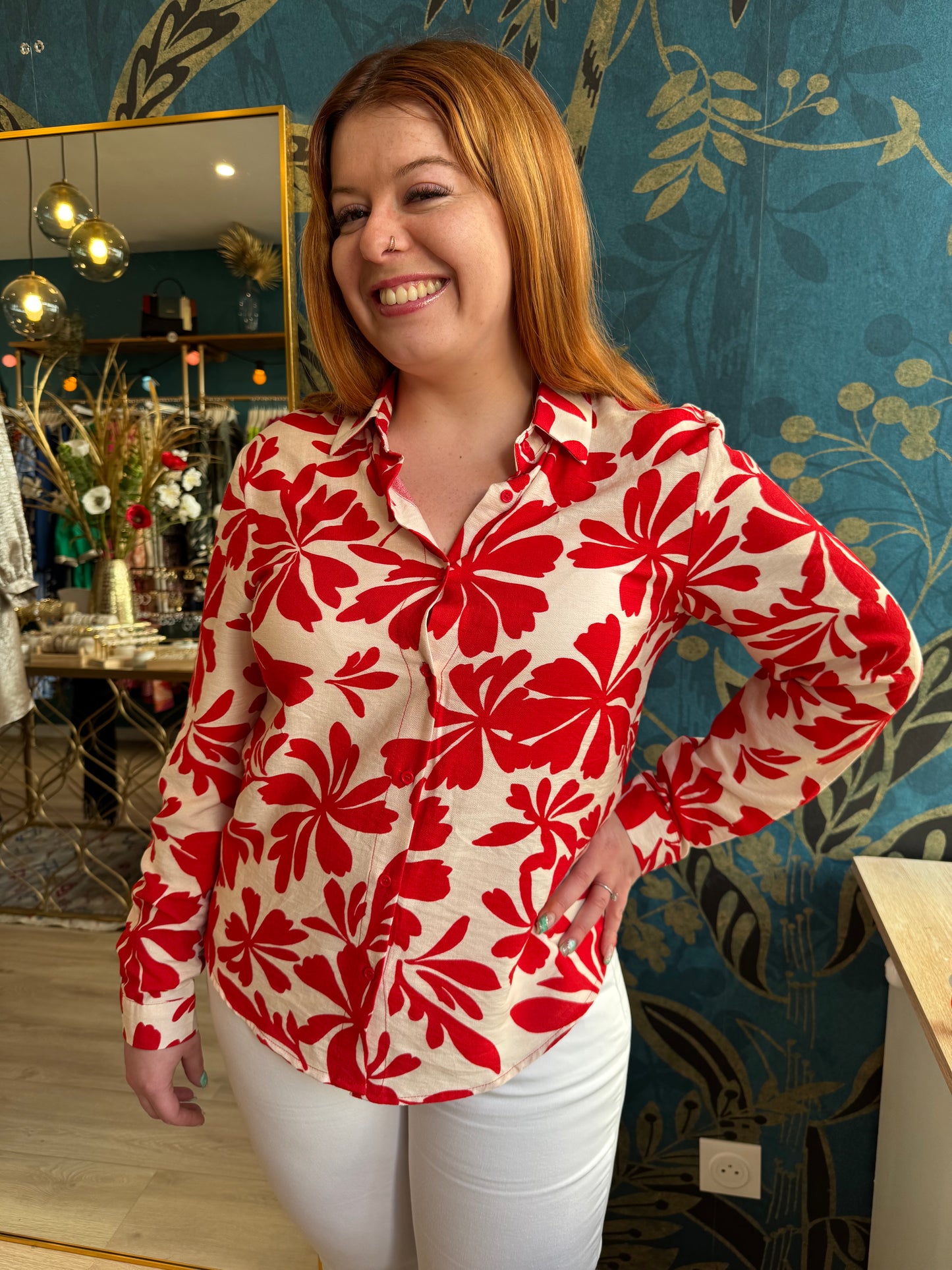 ❤️ Chemise feuillage rouge – Coup de peps assuré