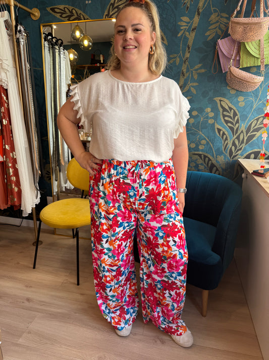 🌸Pantalon fluide fleuri multicolore 🌞