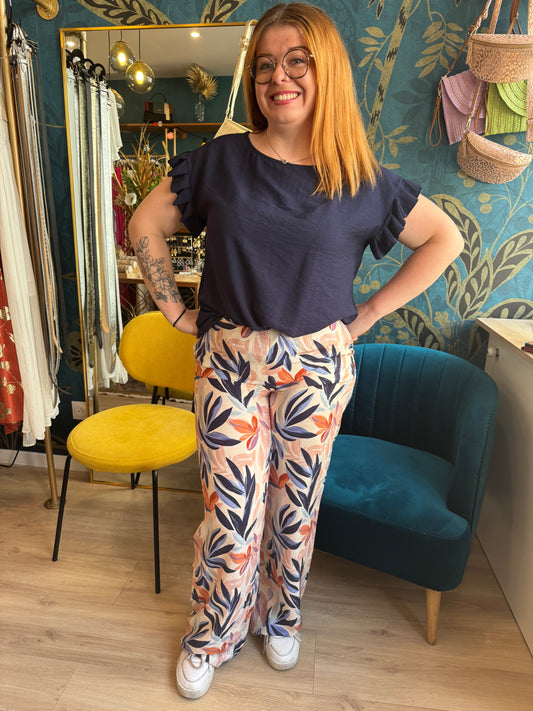 🍃 Pantalon fluide imprimé feuillage 🌺