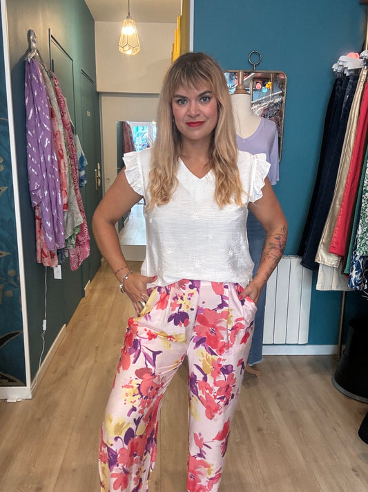 Pantalon fluide à imprimé fleuri – Élégance et fraîcheur estivale ! 🌸✨