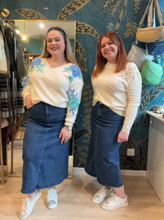 👖 Jupe en jean longue avec fente à l’arrière ✨