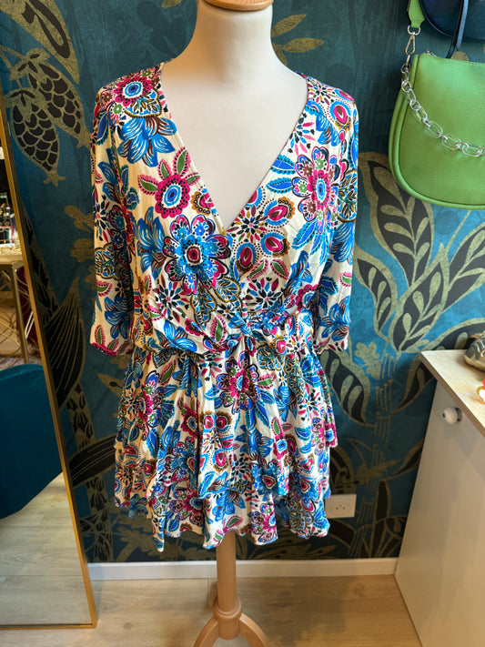 Robe courte fleurie aux couleurs éclatantes 🌸✨