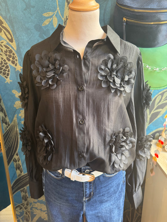 Chemise fluide à fleurs 3D 🌺✨