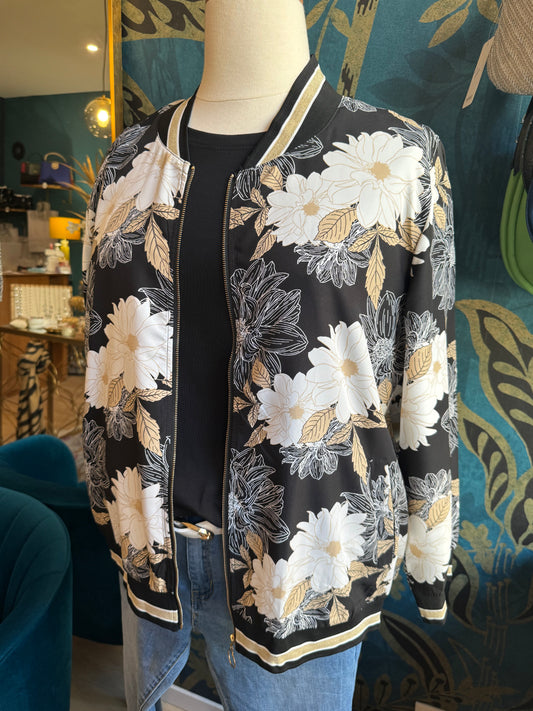 ✨ Bomber fleuri noir & or – Élégance intemporelle ✨