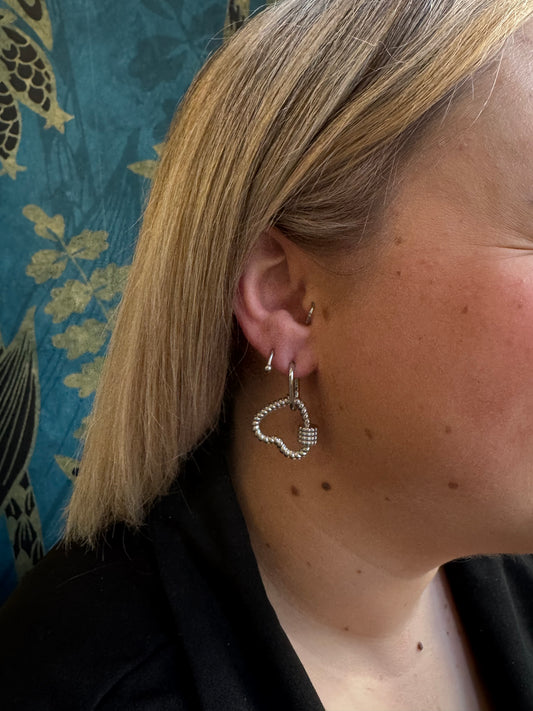 Boucles d'oreilles argentées cœurs