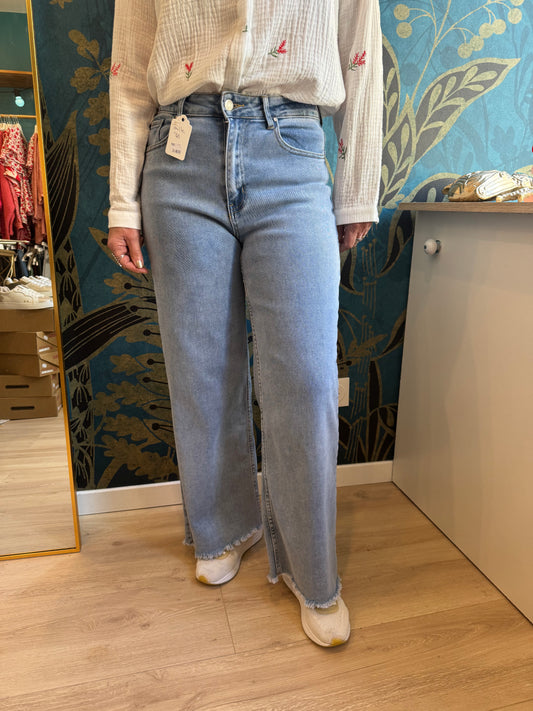 👖 Jean Large Effet Usé - Bleu Clair 👖