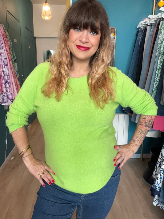 Pull coup de cœur vert flashy