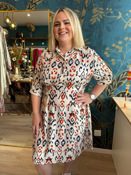 ✨ Robe courte imprimé ethnique chic
