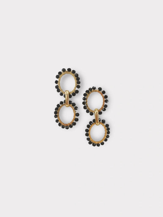 Boucles d'oreilles dorées perles noires